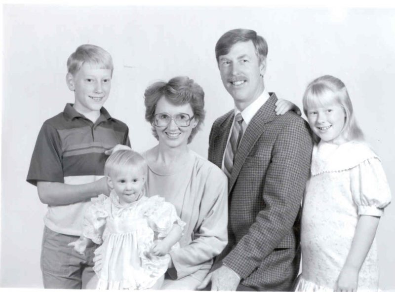 The Philip Skellie family, 1988 (l. to r.) Chris, Amy, Becky, Phil, and Heather